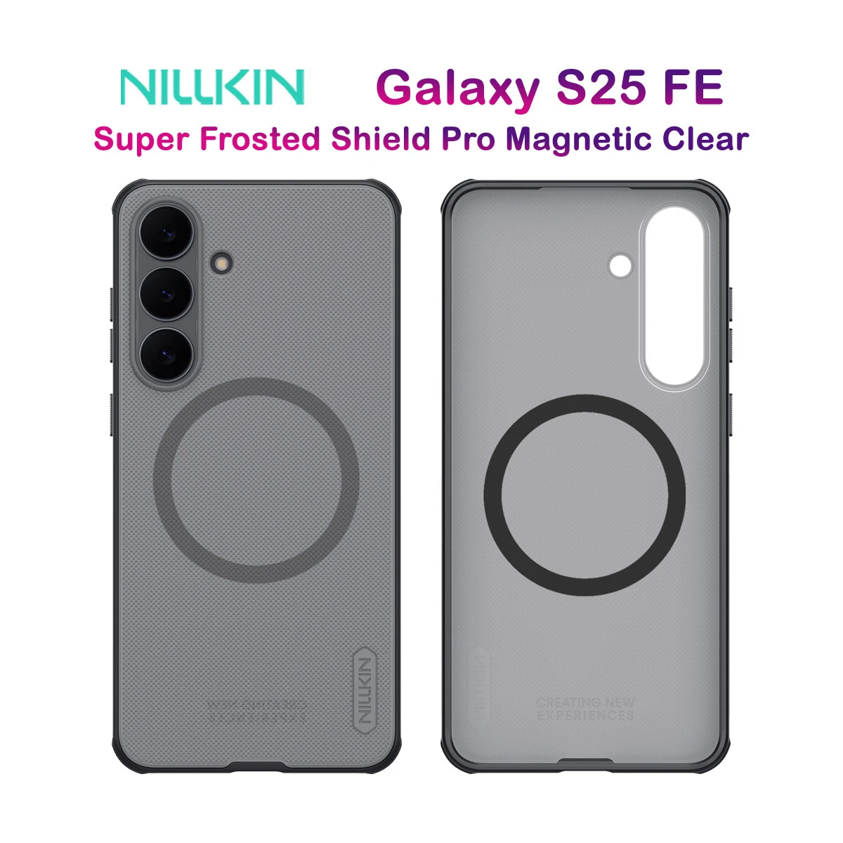 قاب دودی ضدضربه مگ سیف Samsung Galaxy S25 FE مارک نیلکین مدل Super Frosted Shield Pro Clear Magnetic