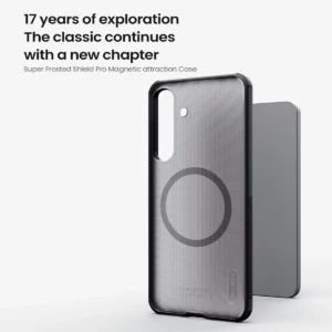 قاب دودی ضدضربه مگ سیف Samsung Galaxy S25 FE مارک نیلکین مدل Super Frosted Shield Pro Clear Magnetic