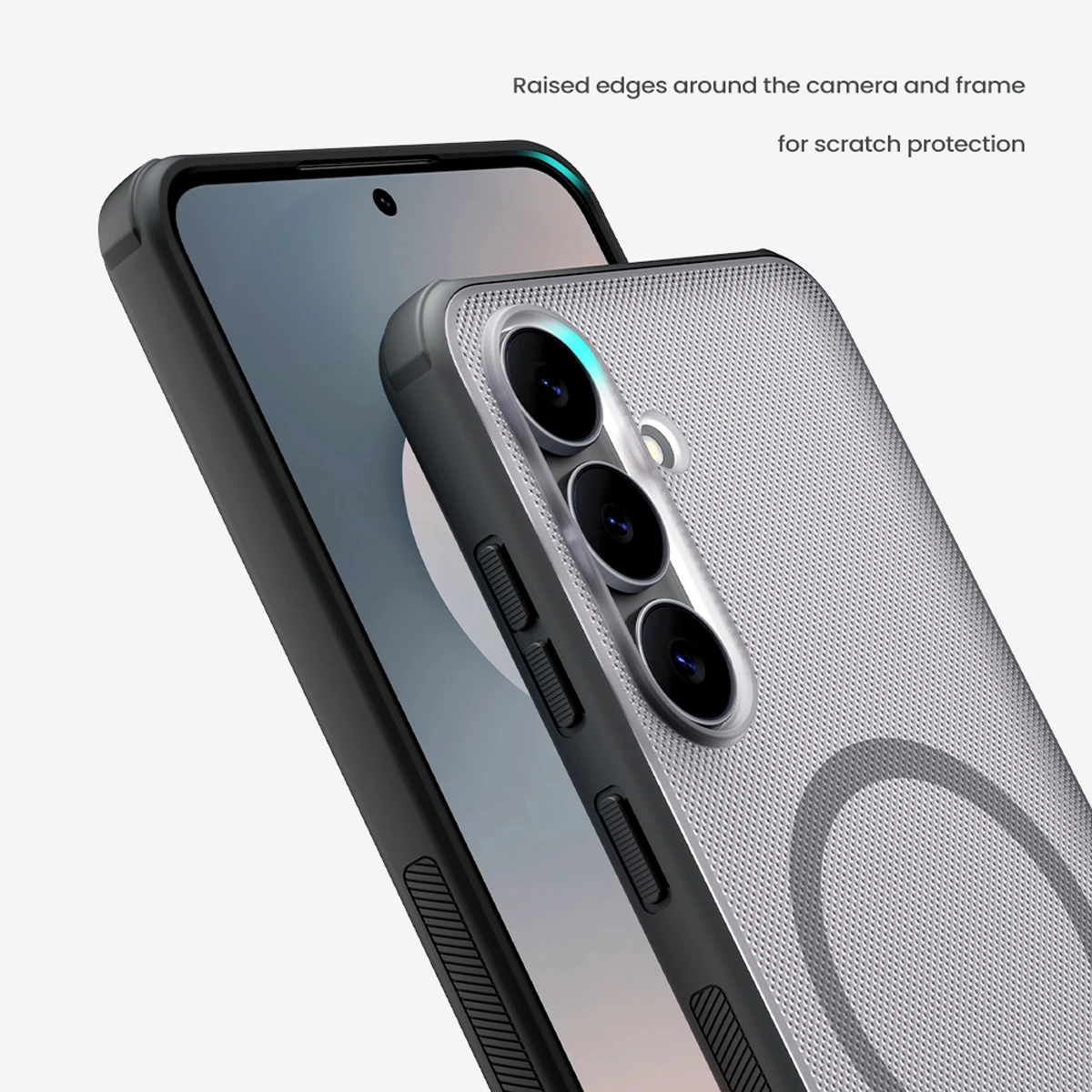 قاب دودی ضدضربه مگ سیف Samsung Galaxy S25 FE مارک نیلکین مدل Super Frosted Shield Pro Clear Magnetic