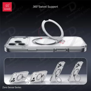 قاب شفاف رینگ استند مگنتی 360 درجه iPhone 17 Pro Max مارک XUNDD سری Zero Sense