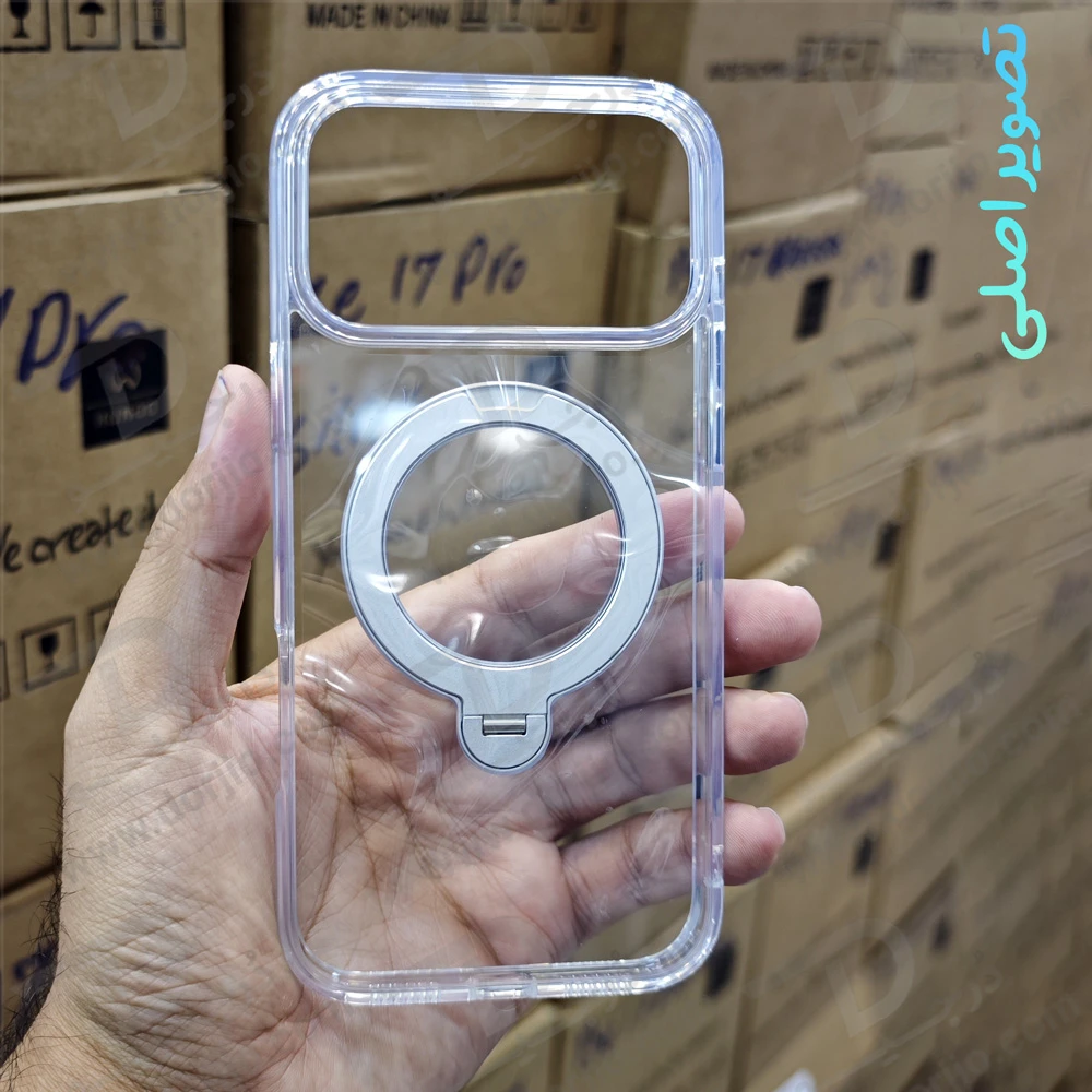 قاب شفاف رینگ استند مگنتی 360 درجه iPhone 17 Pro Max مارک XUNDD سری Zero Sense