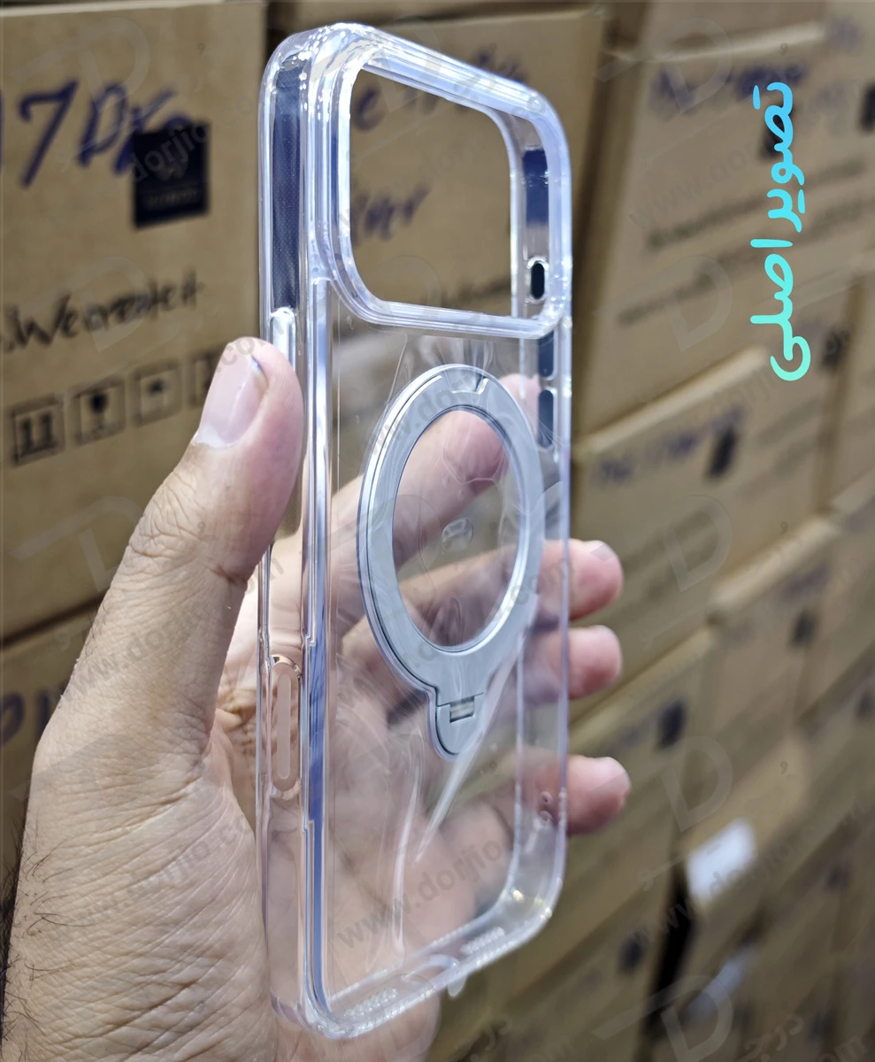 قاب شفاف رینگ استند مگنتی 360 درجه iPhone 17 Pro Max مارک XUNDD سری Zero Sense