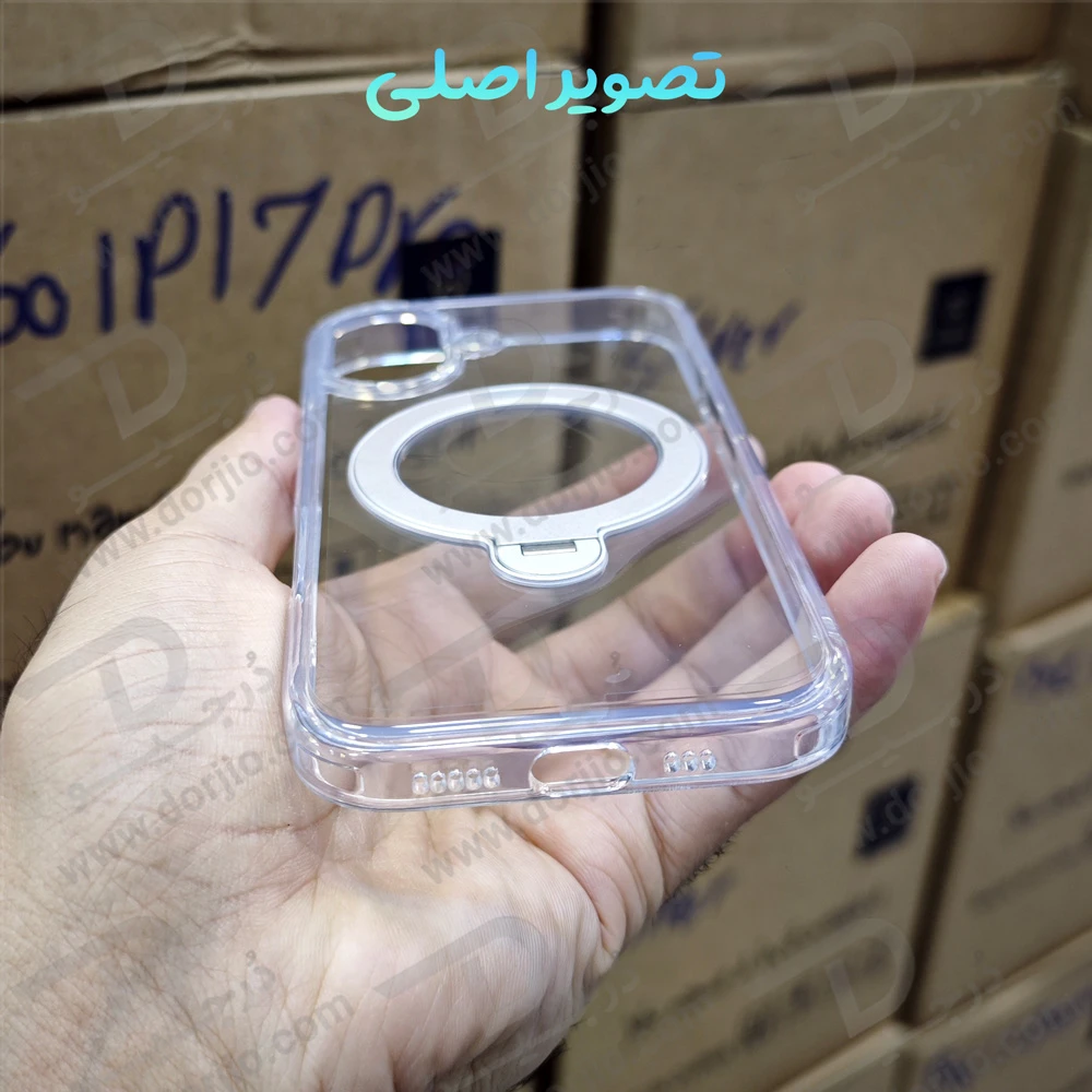 قاب شفاف رینگ استند مگنتی 360 درجه iPhone 17 Pro Max مارک XUNDD سری Zero Sense