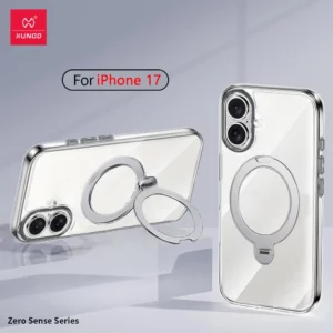 قاب شفاف رینگ استند مگنتی 360 درجه iPhone 17 مارک XUNDD سری Zero Sense