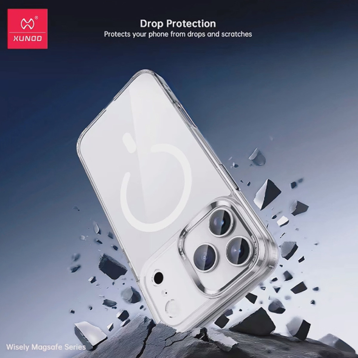 قاب شفاف مگ سیف iPhone 17 Pro مارک XUNDD سری Wisely Magsafe