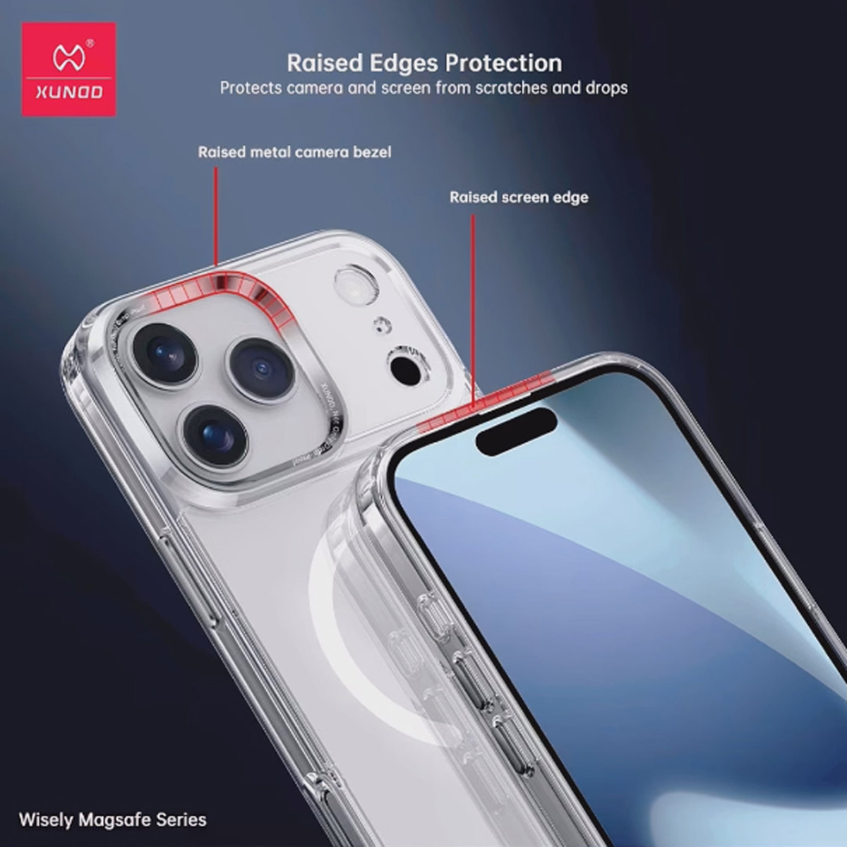 قاب شفاف مگ سیف iPhone 17 Pro مارک XUNDD سری Wisely Magsafe