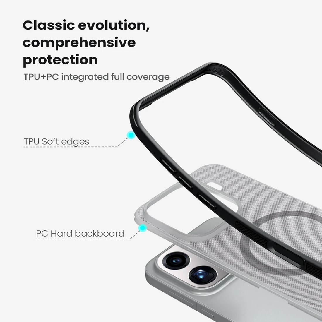 قاب ضدضربه دودی مگنتی Oppo Find X9 Pro مارک نیلکین مدل Super Frosted Shield Pro Clear Magnetic