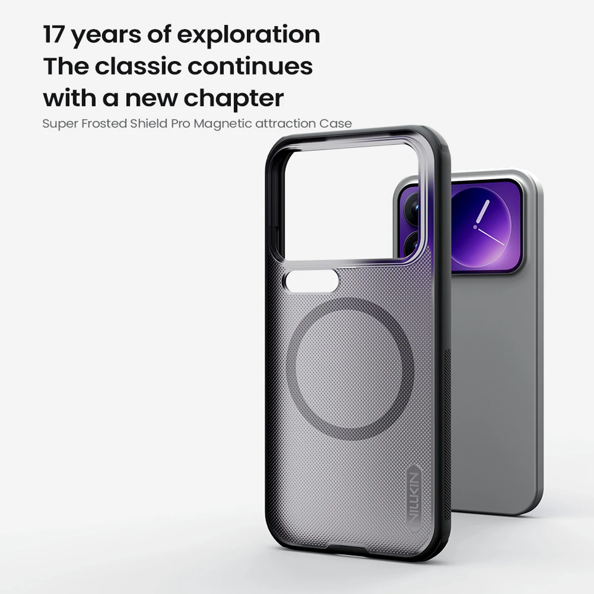 قاب ضدضربه دودی مگنتی Xiaomi 17 Pro مارک نیلکین مدل Super Frosted Shield Pro Clear Magnetic