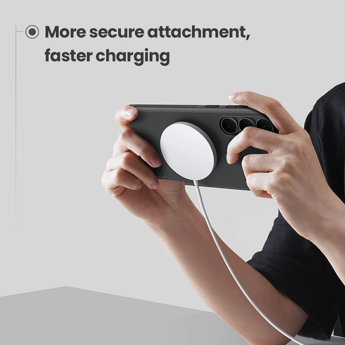 قاب ضدضربه مگ سیف Samsung Galaxy S25 FE مارک نیلکین مدل Super Frosted Shield Pro Magnetic