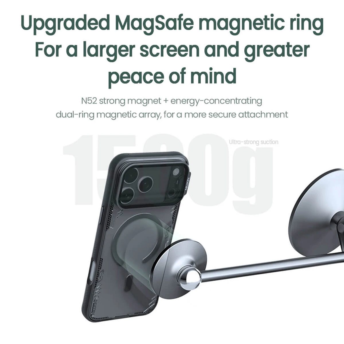 قاب کریستالی مگ سیف کمرا استند شیشه‌ای iPhone 17 Pro مارک نیلکین مدل Iceblade Prop Magnetic