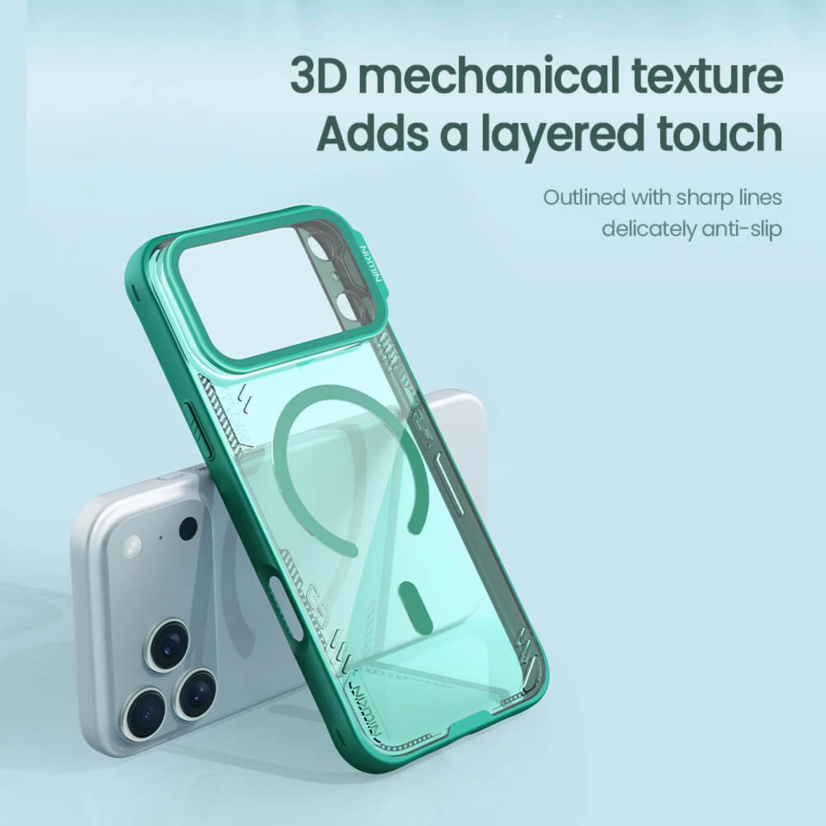 قاب کریستالی مگ سیف کمرا استند شیشه‌ای iPhone 17 Pro Max مارک نیلکین مدل Iceblade Prop Magnetic