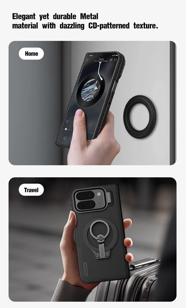 قاب مگنتی کمرا استند شفاف Google Pixel 10 Pro Fold مارک نیلکین مدل Super Frosted Shield Fold Magnetic