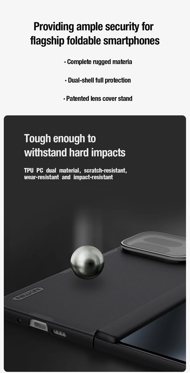 قاب کمرا استند شفاف Google Pixel 10 Pro Fold مارک نیلکین مدل Super Frosted Shield Fold 