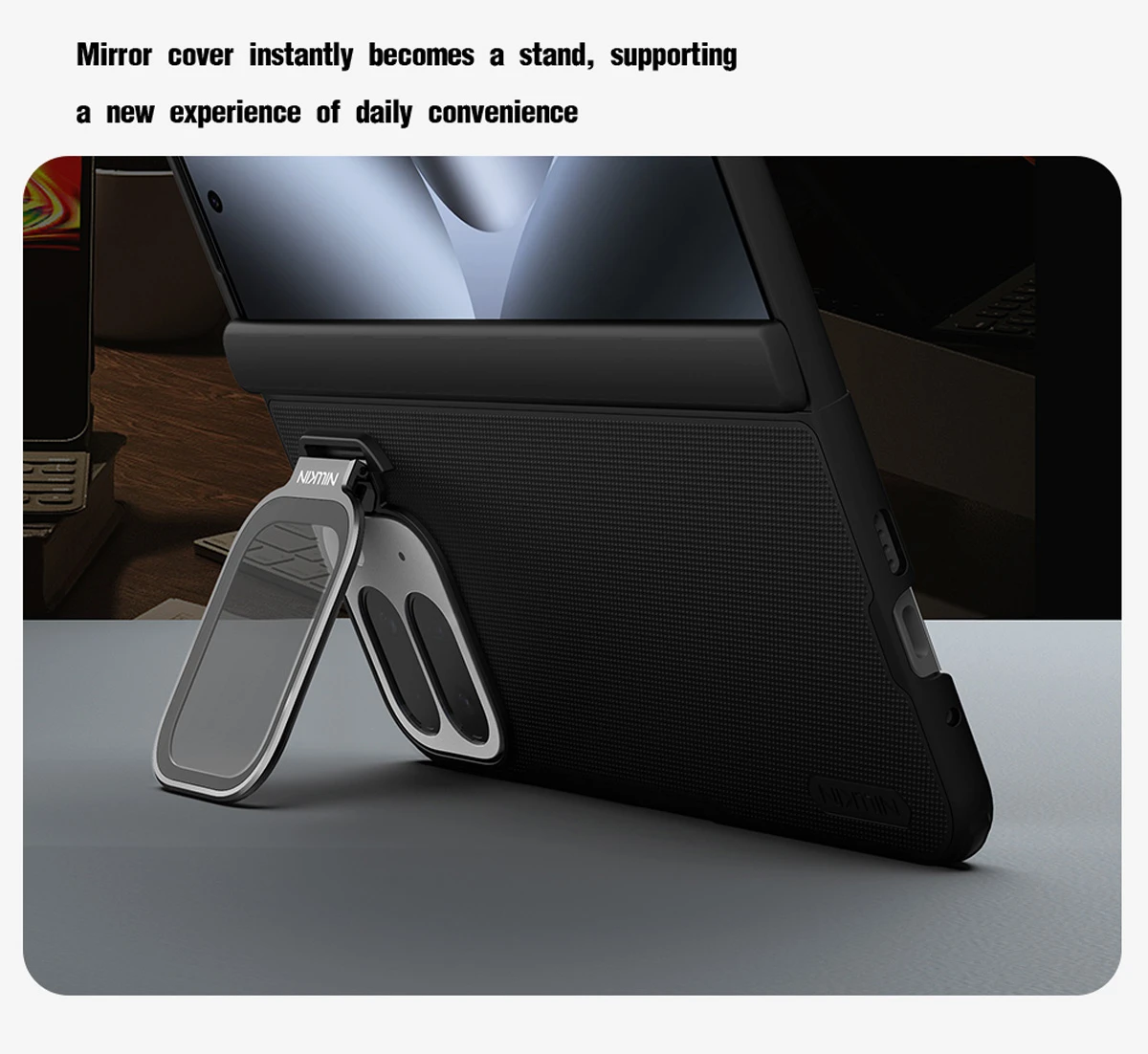 قاب کمرا استند شفاف Google Pixel 10 Pro Fold مارک نیلکین مدل Super Frosted Shield Fold 