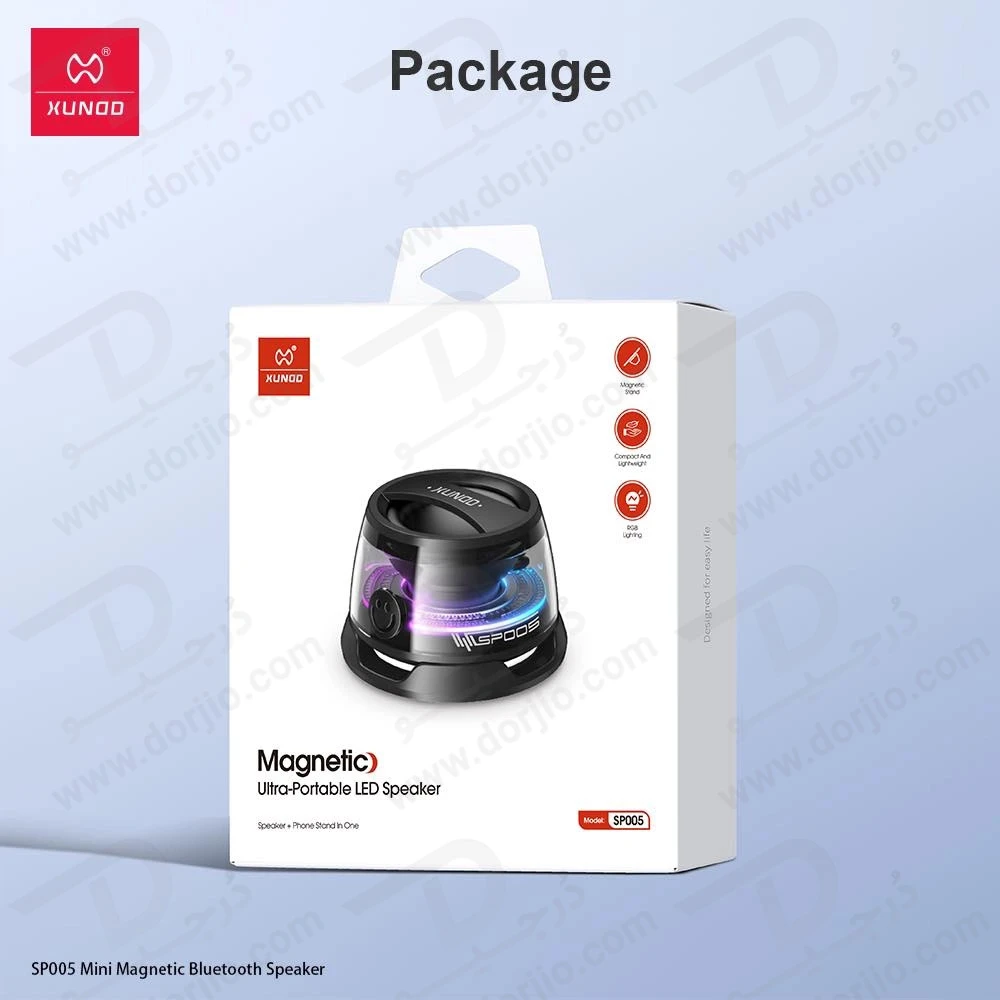 مینی اسپیکر بلوتوثی مگنتی RGB دار مدل SP005 برند XUNDD
