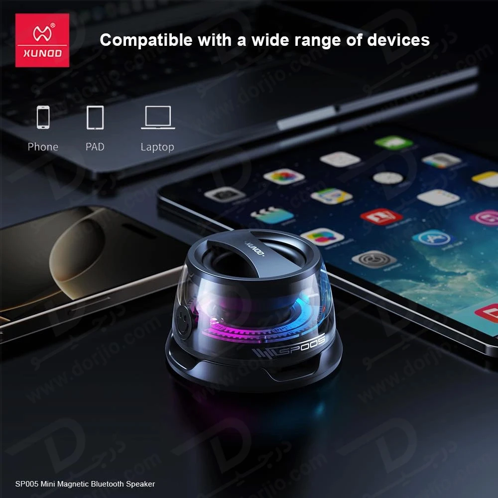 مینی اسپیکر بلوتوثی مگنتی RGB دار مدل SP005 برند XUNDD