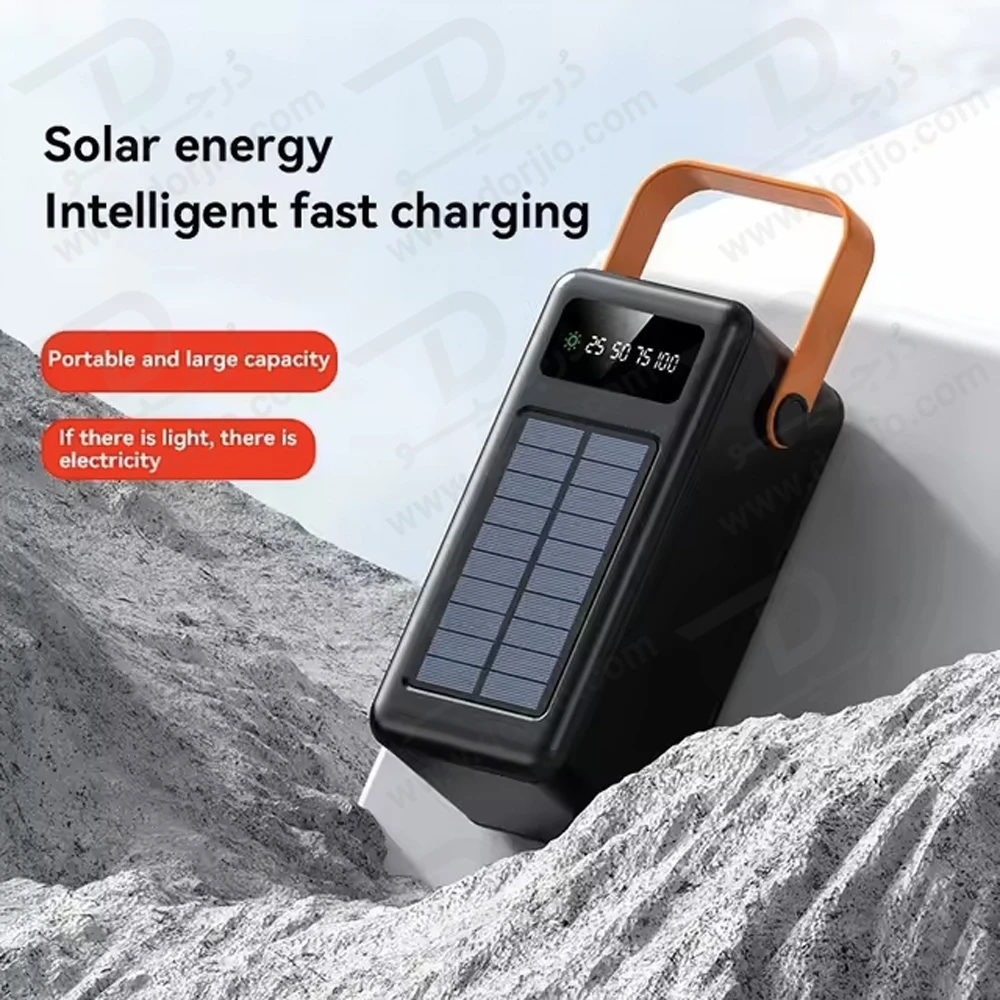 پاور بانک 80000 میلی آمپر Solar Max با 4 کابل شارژ متصل و پنل شارژ خورشیدی برند Green Lion پاور بانک 80000 میلی آمپر Solar Max با 4 کابل شارژ متصل و پنل شارژ خورشیدی برند Green Lion
