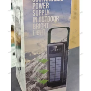 پاور بانک 80000 میلی آمپر Solar Max با 4 کابل شارژ متصل و پنل شارژ خورشیدی برند Green Lion