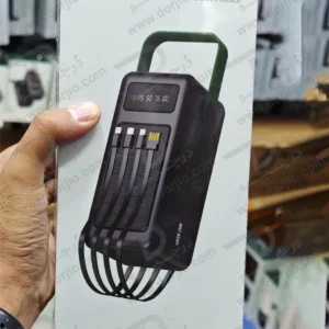 پاور بانک 80000 میلی آمپر Solar Max با 4 کابل شارژ متصل و پنل شارژ خورشیدی برند Green Lion