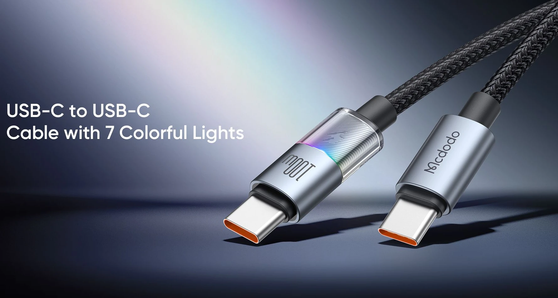 کابل شارژ 100وات 5 آمپر Type-c به Type-c رقص نور دار 1.2 متر برند مک دودو مدل Mcdodo CA-8200