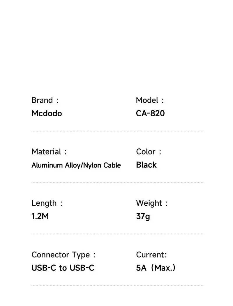 کابل شارژ 100وات 5 آمپر Type-c به Type-c رقص نور دار 1.2 متر برند مک دودو مدل Mcdodo CA-8200
