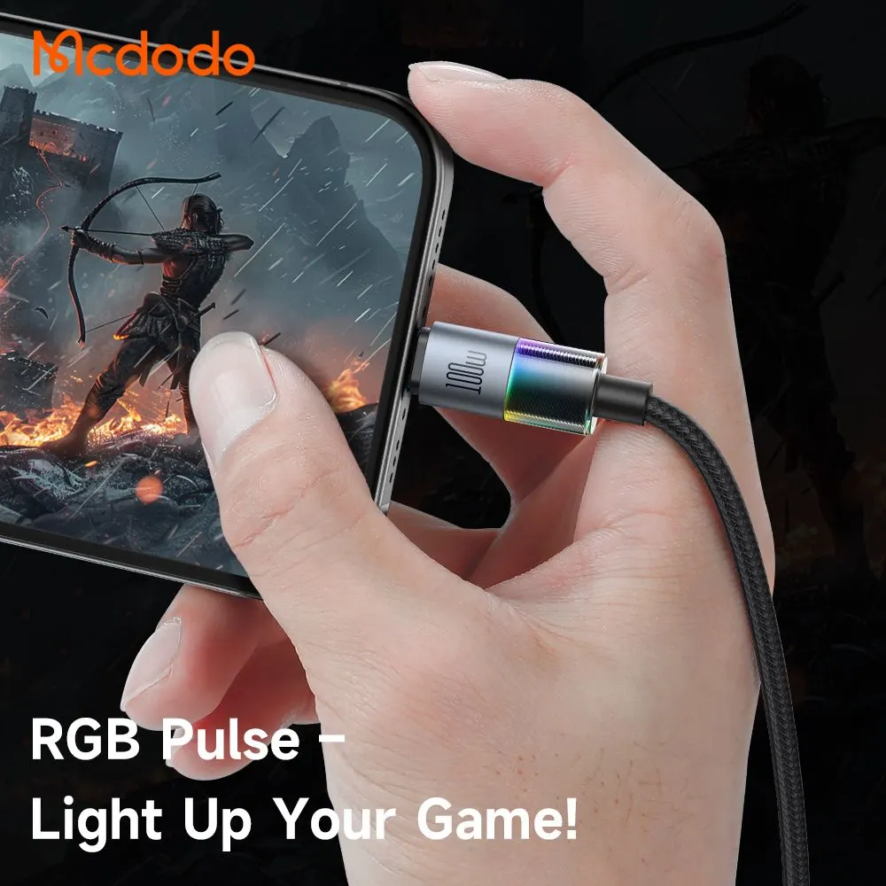 کابل شارژ 100وات 5 آمپر Type-c به Type-c رقص نور دار 1.2 متر برند مک دودو مدل Mcdodo CA-8200