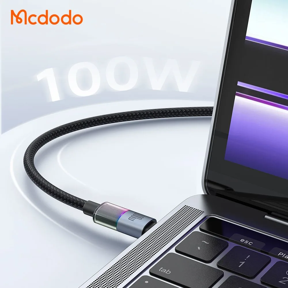 کابل شارژ 100وات 5 آمپر Type-c به Type-c رقص نور دار 1.2 متر برند مک دودو مدل Mcdodo CA-8200