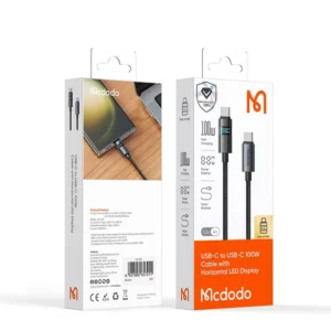 کابل شارژ 100وات 5 آمپر Type-c به Type-c نمایشگر دار 1.2 متر برند مک دودو مدل Mcdodo CA-5610