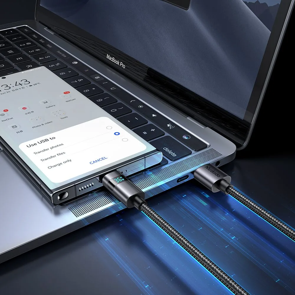 کابل شارژ 100وات 6 آمپر USB-A به Type-C نمایشگر دار 1.2 متر برند Mcdodo مدل CA-6520