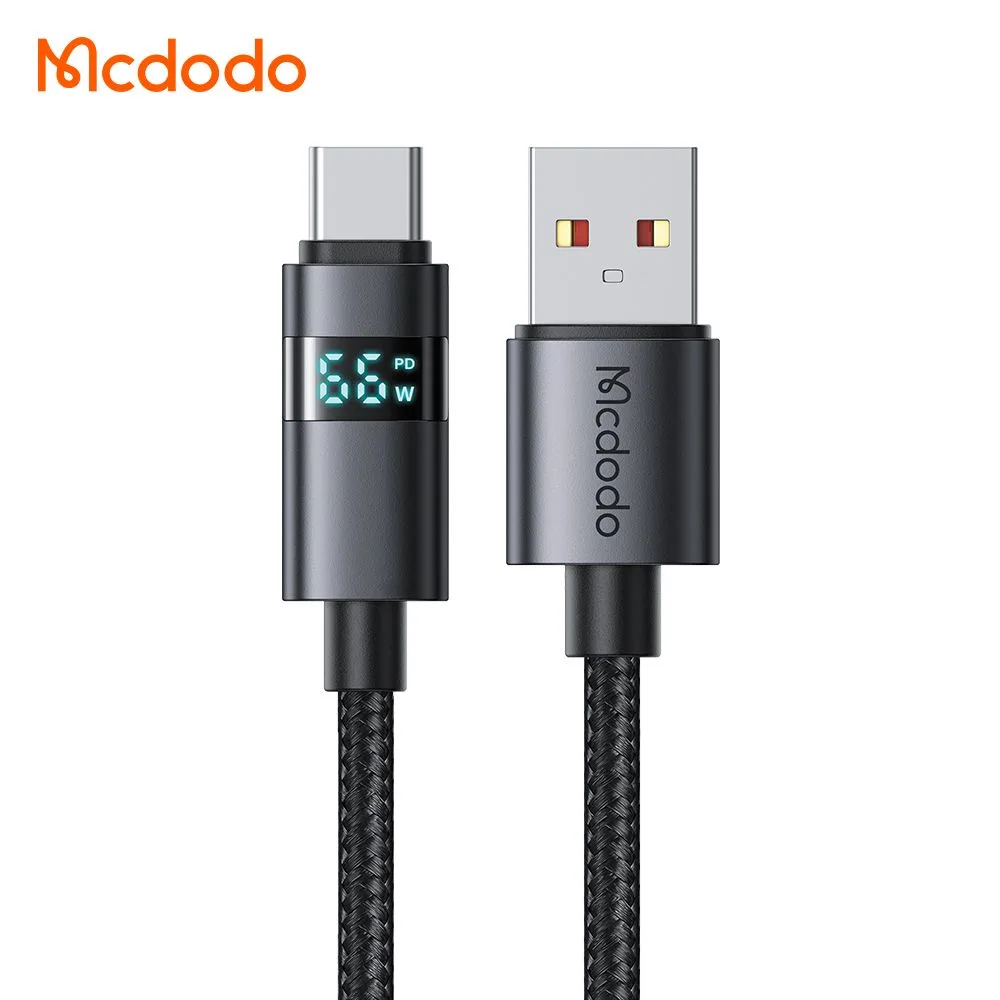 کابل شارژ 100وات 6 آمپر USB-A به Type-C نمایشگر دار 1.2 متر برند Mcdodo مدل CA-6520