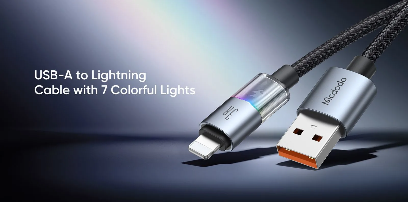کابل شارژ 3 آمپر لایتنینگ USB-A به Lightning رقص نور دار 1.2 متر برند مک دودو مدل Mcdodo CA-8170