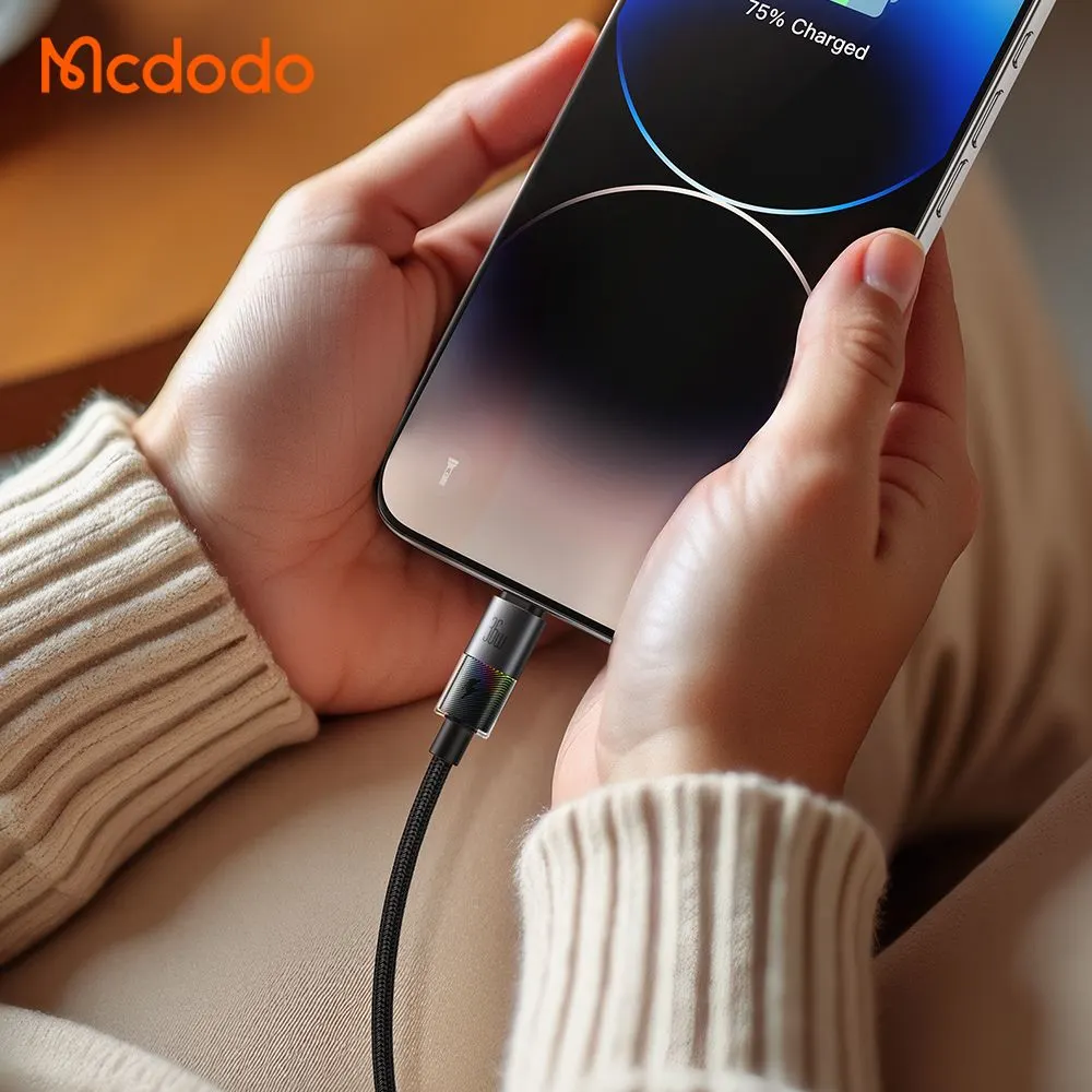 کابل شارژ 36وات 3 آمپر Type-c به Lightning رقص نور دار 1.2 متر برند مک دودو مدل Mcdodo CA-8190