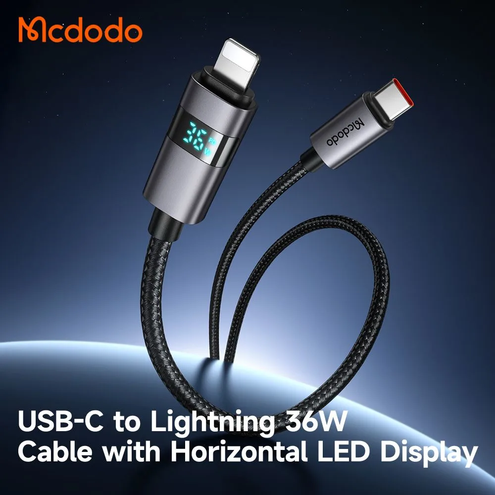 کابل شارژ 36وات 3 آمپر Type-c به Lightning نمایشگر دار 1.2 متر برند مک دودو مدل Mcdodo CA-6570