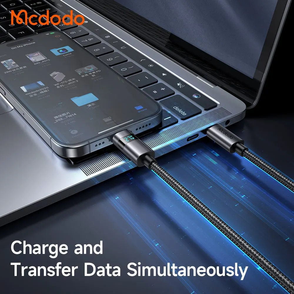 کابل شارژ 36وات 3 آمپر Type-c به Lightning نمایشگر دار 1.2 متر برند مک دودو مدل Mcdodo CA-6570