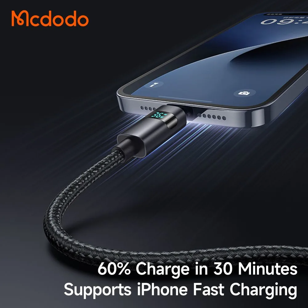 کابل شارژ 36وات 3 آمپر Type-c به Lightning نمایشگر دار 1.2 متر برند مک دودو مدل Mcdodo CA-6570