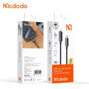 کابل شارژ 36وات 3 آمپر Type-c به Lightning نمایشگر دار 1.2 متر برند مک دودو مدل Mcdodo CA-6570