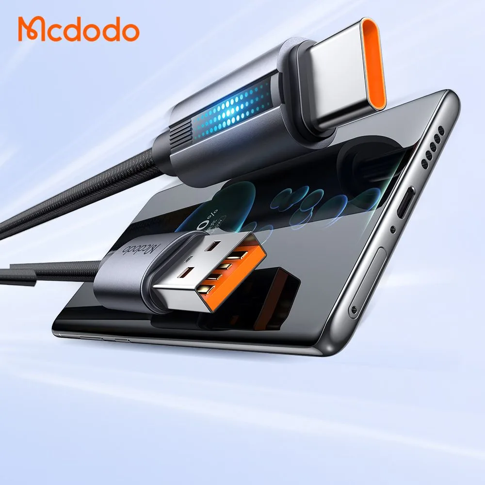 کابل شارژ 6آمپر 100وات USB-A به Type-C دارای نورپردازی LED طول 1.2 متر برند مک دودو مدل Mcdodo CA-5180