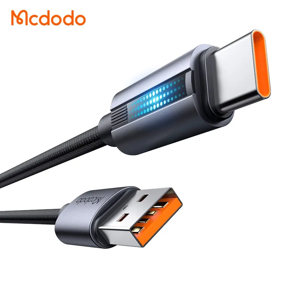 کابل شارژ 6آمپر 100وات USB-A به Type-C دارای نورپردازی LED طول 1.2 متر برند مک دودو مدل Mcdodo CA-5180