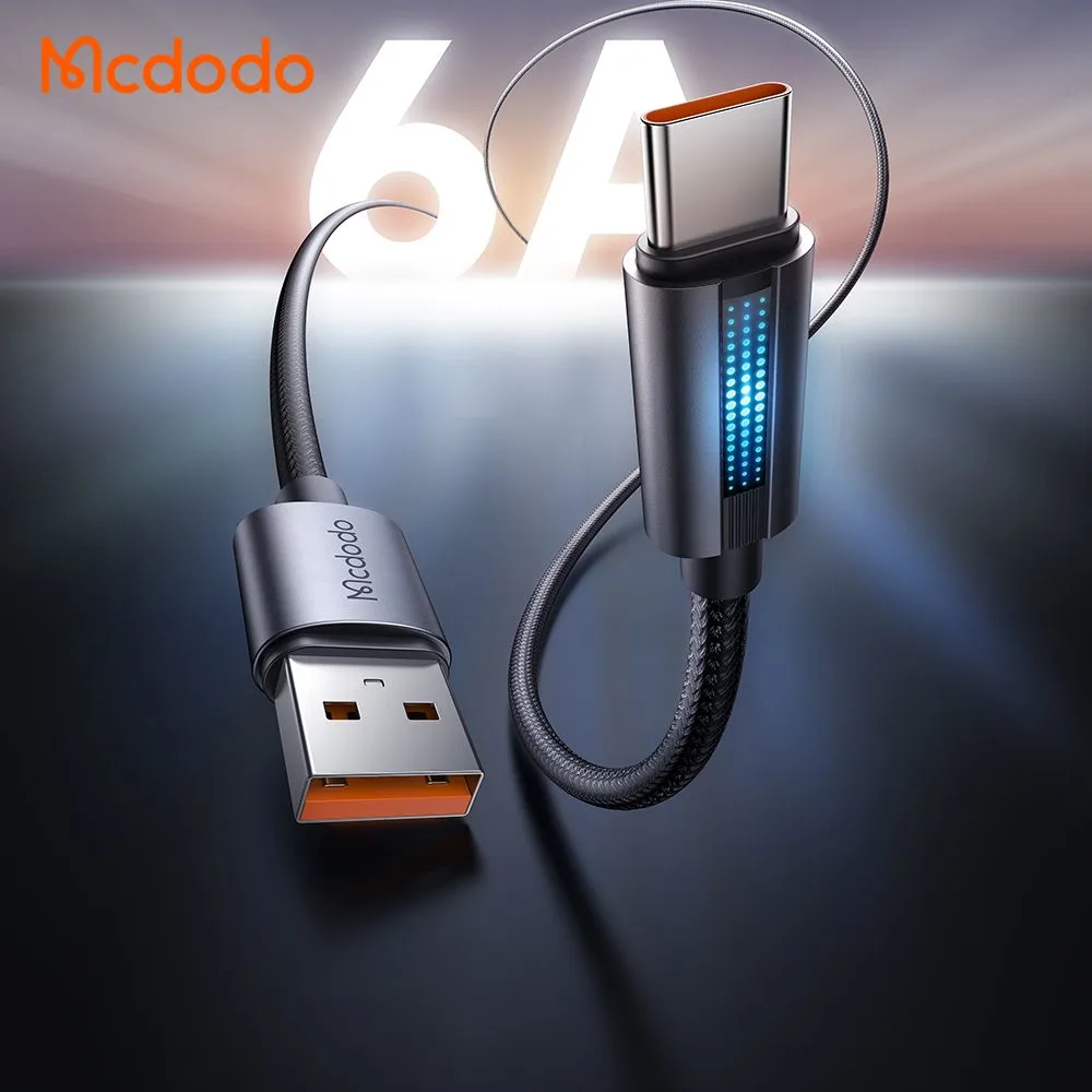 کابل شارژ 6آمپر 100وات USB-A به Type-C دارای نورپردازی LED طول 1.2 متر برند مک دودو مدل Mcdodo CA-5180