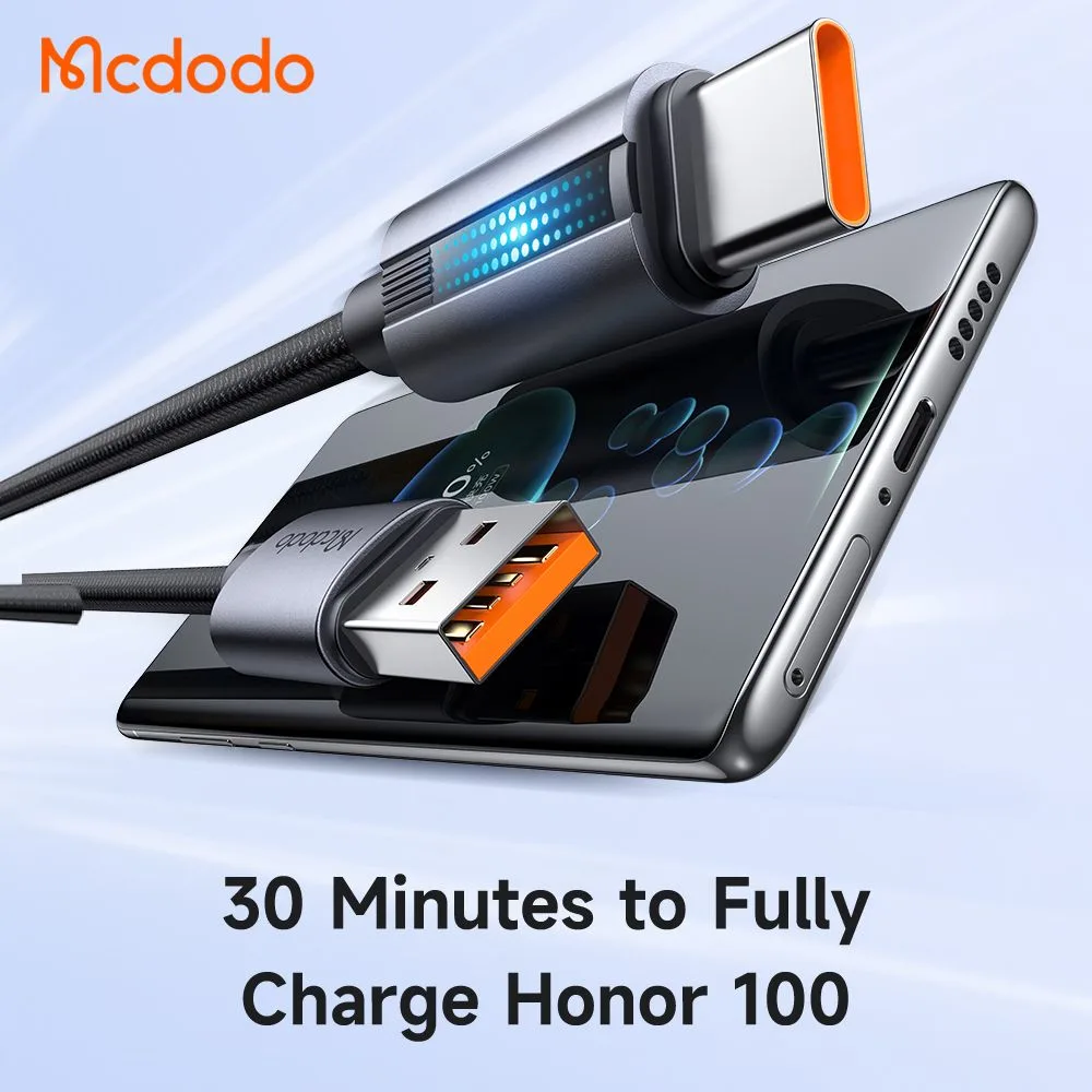 کابل شارژ 6آمپر 100وات USB-A به Type-C دارای نورپردازی LED طول 1.2 متر برند مک دودو مدل Mcdodo CA-5180