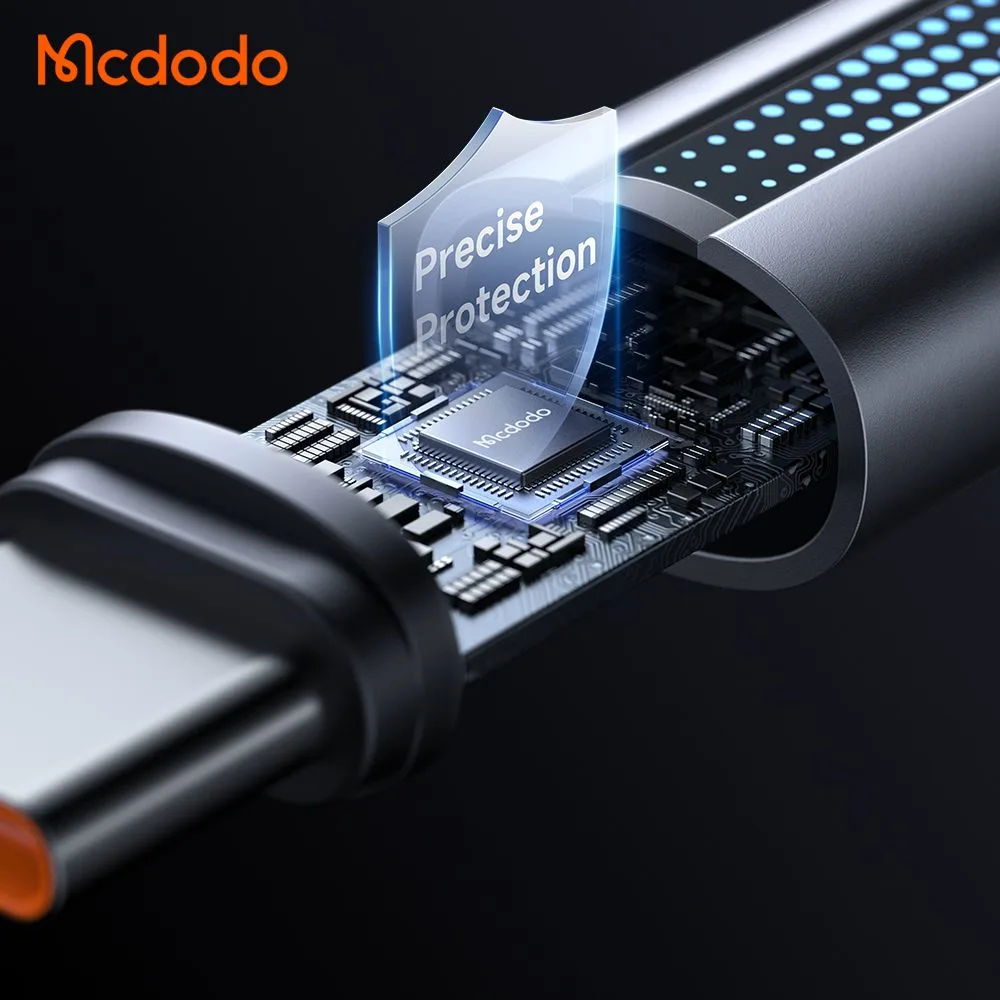 کابل شارژ 6آمپر 100وات USB-A به Type-C دارای نورپردازی LED طول 1.2 متر برند مک دودو مدل Mcdodo CA-5180
