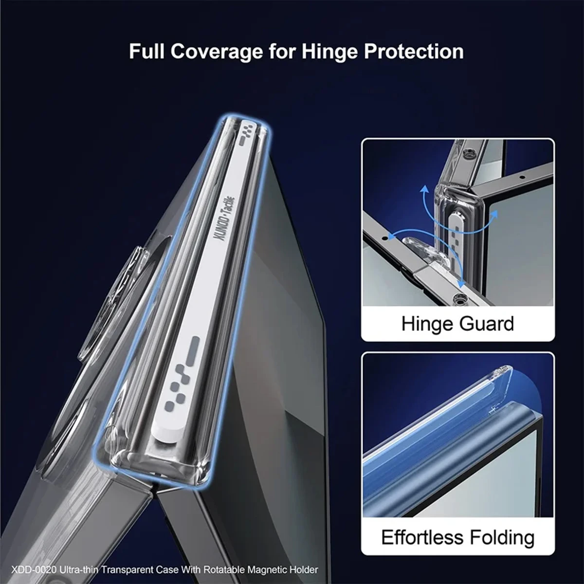 گارد کریستالی با گلس صفحه نمایش بیرونی Samsung Galaxy Z Fold 7 مارک XUNDD سری Ultra-Thin Rotatable