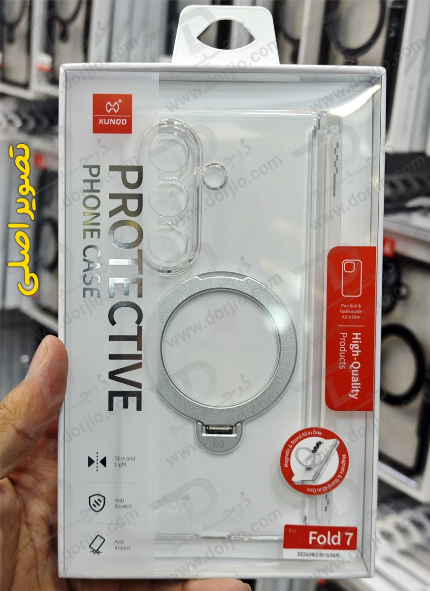 گارد کریستالی با گلس صفحه نمایش بیرونی Samsung Galaxy Z Fold 7 مارک XUNDD سری Ultra-Thin Rotatable
