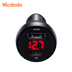 شارژر فندکی 2 پورت 30 وات 5 آمپر USB-A - Type-C دارای نمایشگر دیجیتالی برند مک دودو مدل Mcdodo CC-6810
