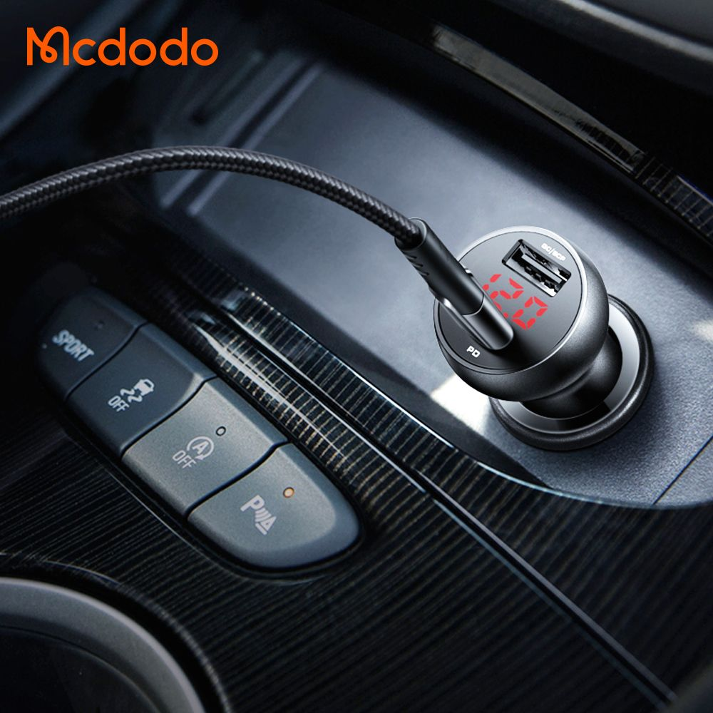 شارژر فندکی 2 پورت 30 وات 5 آمپر USB-A - Type-C دارای نمایشگر دیجیتالی برند مک دودو مدل Mcdodo CC-6810