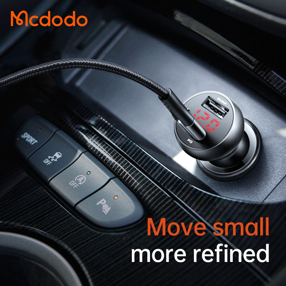 شارژر فندکی 2 پورت 30 وات 5 آمپر USB-A - Type-C دارای نمایشگر دیجیتالی برند مک دودو مدل Mcdodo CC-6810