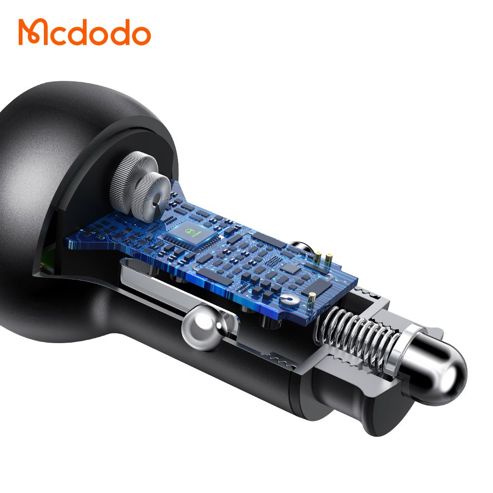 شارژر فندکی 2 پورت 30 وات 5 آمپر USB-A - Type-C دارای نمایشگر دیجیتالی برند مک دودو مدل Mcdodo CC-6810