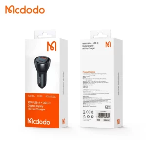 شارژر فندکی 2 پورت 95 وات USB-A + Type-C دارای نمایشگر دیجیتالی برند مک دودو مدل Mcdodo CC-5670