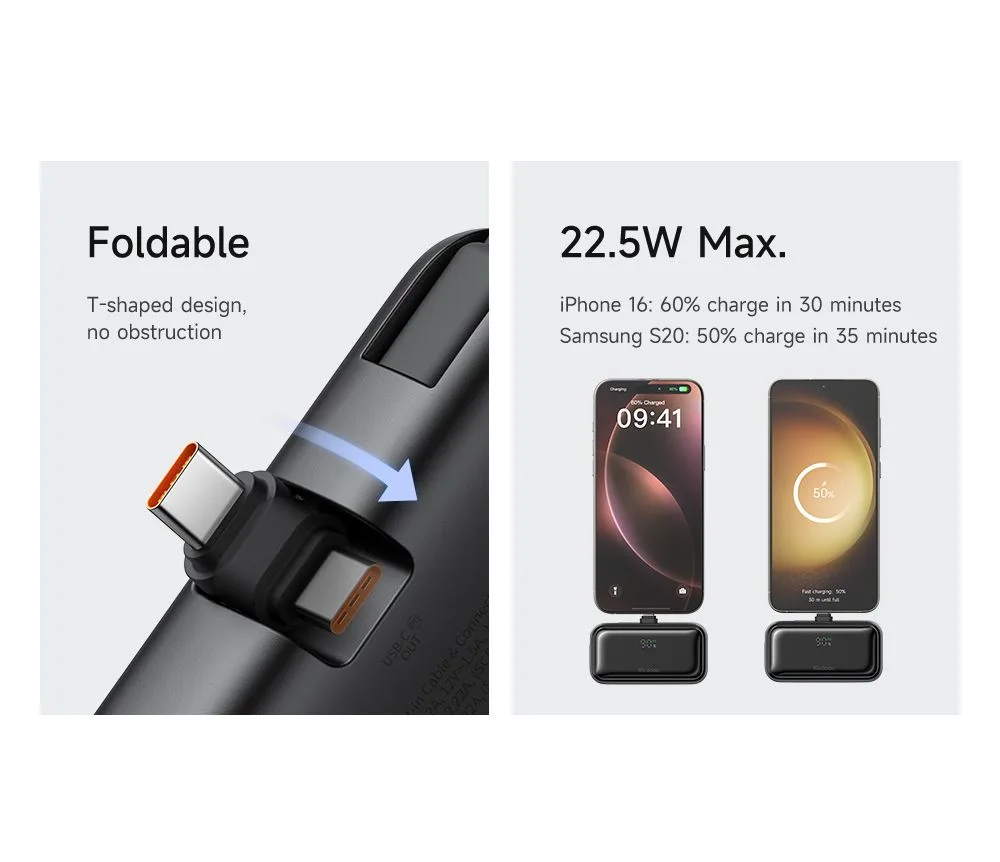 پاوربانک 5 هزار 22.5 وات دارای کابل و کانکتور داخلی پورت Type-C برند مک دودو مدل Mcdodo MC-7760