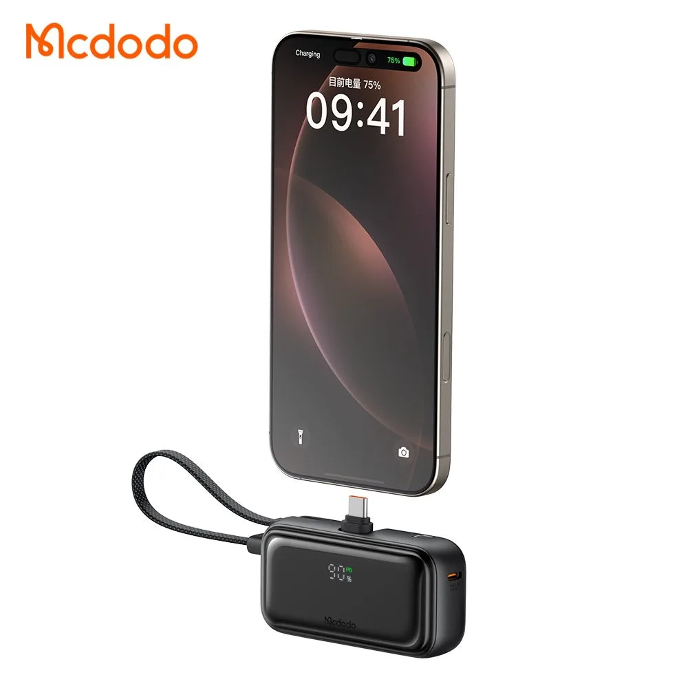 پاوربانک 5 هزار 22.5 وات دارای کابل و کانکتور داخلی پورت Type-C برند مک دودو مدل Mcdodo MC-7760